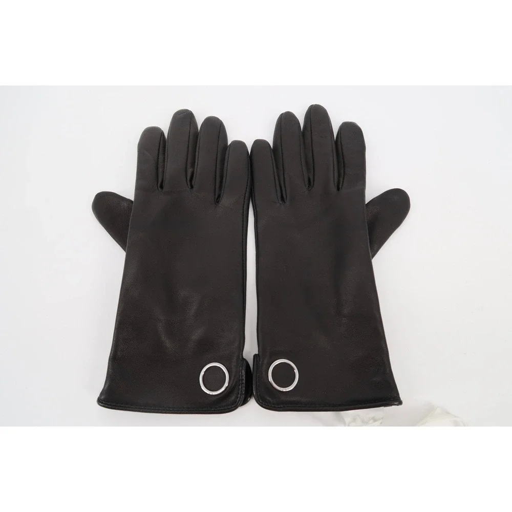 NEW Hugo Boss Women's Medium Lambskin Leather Gloves Black Classic Luxury Garssy